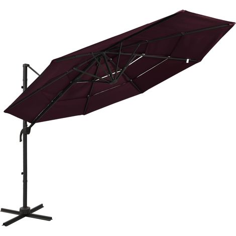 Sonnenschirm mit Aluminium-Mast 4-lagig Bordeauxrot 3x3 m