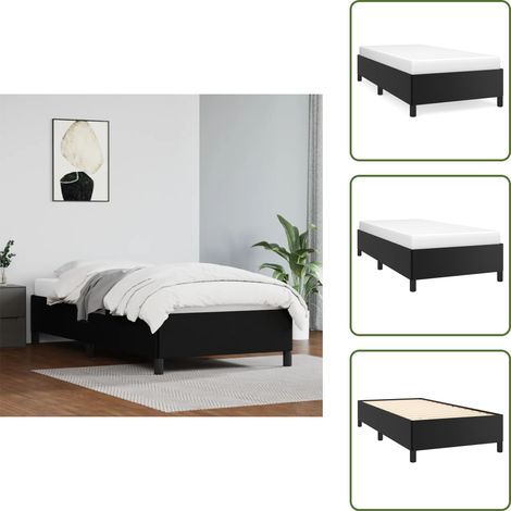 Cadre de lit sans matelas noir 90x190 cm similicuir - Cadre De Lit - Lit Double - Similicuir - Meuble Chambre - Literie (1/5)
