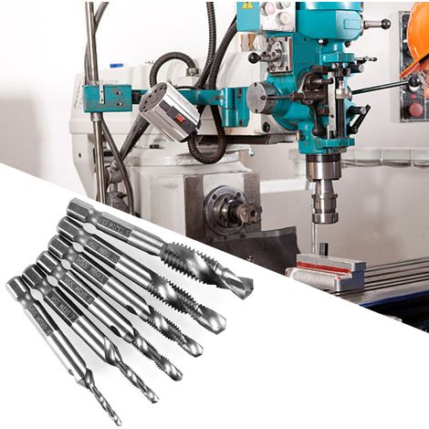 Jeu de 6 tarauds à queue hexagonale, outils de perçage et de taraudage métriques, accessoire industriel pour machine à vis. Taraud composite métrique 4341. (1/5)