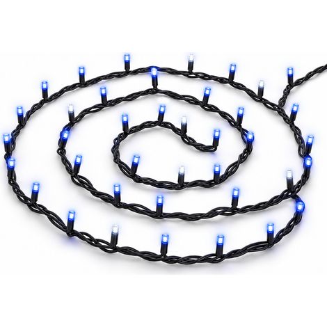 ETTROIT 100er LED-Lichterkette, 10 m, blaues Licht, schwarzes Kabel, IP65, ausziehbar, weißer Blitzeffekt, Weihnachtsgirlande, Geschäfte, Balkon (1/5)
