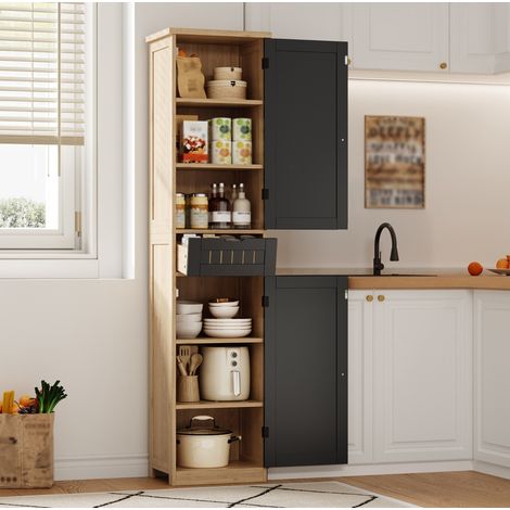 Armoire de cuisine 170x40x30 cm en MDF naturel, avec rangement pour cuisine FloraGrace (1/5)