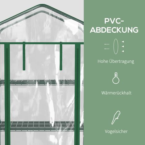 Serre en aluminium transparent, mini-abri de jardin, cadre froid, 4 niveaux, 69 x 50 x 165 cm