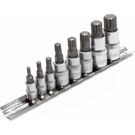 Juego de llaves de vaso XZN de varios dientes, 8 piezas, M4-M16