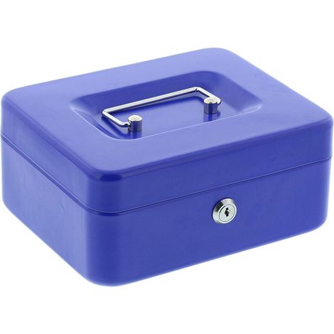 Caisse « Money », en tôle d'acier bleue, avec 2 clés et un monnayeur. (1/5)