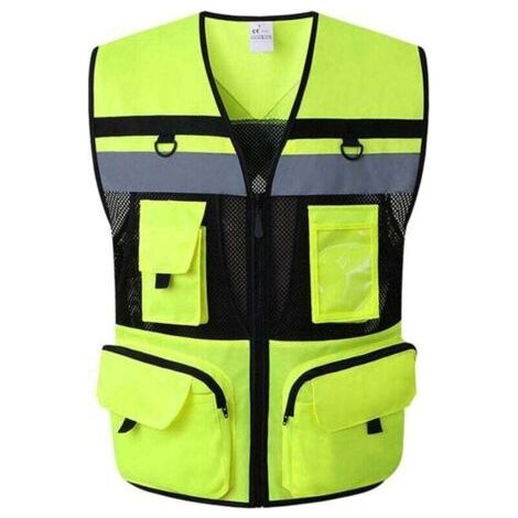 Gilet di sicurezza riflettente - Gilet di sicurezza riflettente multi-tasche - Verde (XL)