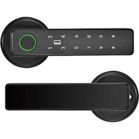 Serrure Intelligente à Empreintes digitales, Mot de Passe, Carte IC RFID, télécommande WiFi, Boulon Mort for Porte intérieure en Bois et métal, Application WiFi(Zwart) (1/4)