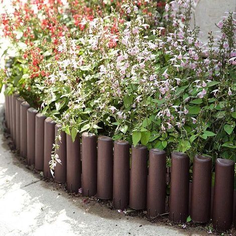 Strapazierfähige Garteneinfassung aus Polypropylen, 5-teiliges Set, 28 cm x 24 cm, Holzoptik für eine ästhetisch ansprechende Einfassung von Blumenbeeten (1/4)
