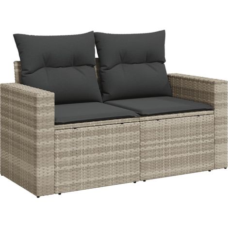 Maison Exclusive - Divano da Giardino con Cuscini 2 Posti Grigio Chiaro Polyrattan
