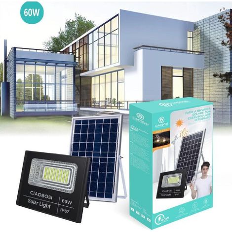 Linq - Faro Faretto Led Pannello Solare Fotovoltaico Ip67 60 W Con Telecomando Led-8192 - (1/3)