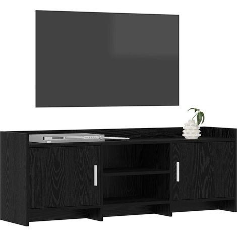 Mobile TV Armadietto TV Mobile Porta TV 130 x 33 x 47 cm Rovere Nero Legno ingegnerizzato (1/5)