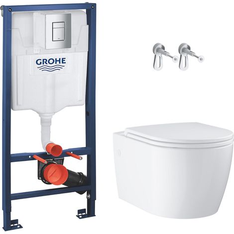 Rapid SL pack WC bâti-support + WC suspendu sans bride Grohe avec abattant SoftClose + plaque (GRRGRSTWR01-FR)