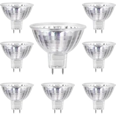 Ampoules halogènes MR16 12 V 50 W, blanc chaud, dimmables, culot GU5.3, lot de 8 (1/4)