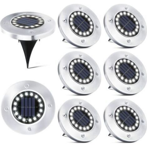 16 LED Lampe Solaire Extérieur-8 Pièces Spot Solaire Jardin Etanche Lampadaire pour Passerelle Chemin Terrasse Cour Souterraine Encastrer Pelouse..