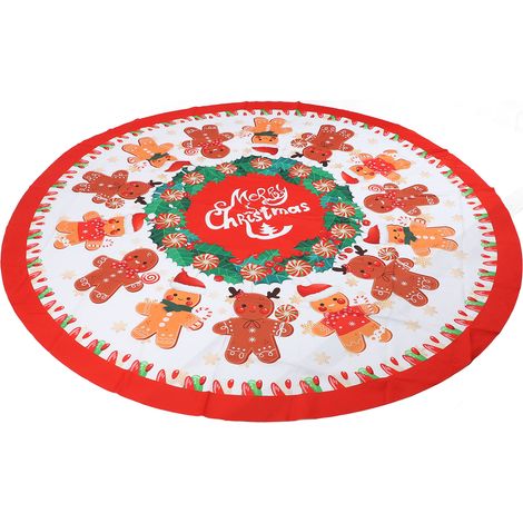 Nappe de Noël ronde de 152 cm (60 pouces) en polyester, résistante à la décoloration et aux déchirures, lavable, pour les fêtes YZB(205) (1/5)