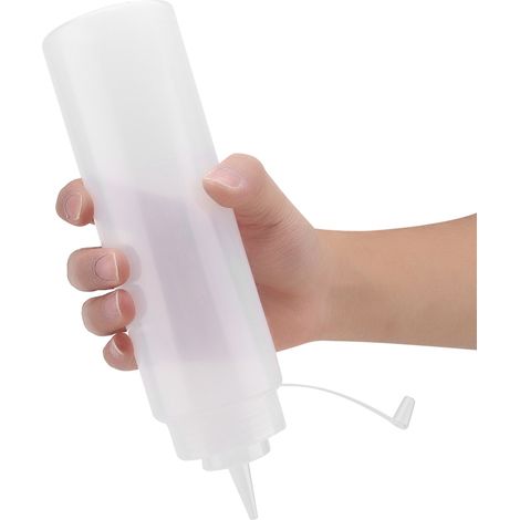 Distributeur de condiments en plastique blanc, 720 ml, lot de 10, pour sauces, huiles, crèmes et vinaigres. (1/5)