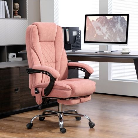 CHICFURN Sedia da ufficio ergonomica rosa 67 x 72 x 111-119 cm con massaggio e poggiapiedi (1/5)