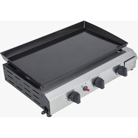 Werka Pro – Plancha à gaz 3 brûleurs – Surface de cuisson 56,5 x 34 cm – Puissance 2,4 kW par brûleur – Allumage piezo intégré