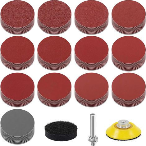 130 Pièces Disques Papier Abrasifs 50mm Grain 80 100 120 150 240 320 400 600 800 1000 1200 2000 3000 Kit de Ponçage 2 Pouces (1/5)