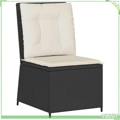 Canapé de jardin - FAFEICY - 3394476 - Inclinable - Polyrotin noir et blanc crème - Cadre acier traité (1/5)