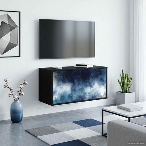 vidaXL Wall-mounted TV Cabinet RAALTE 69 x 33 x 40 cm Black Oak (1/5)
