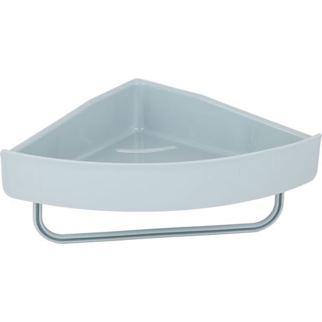 Étagère d'angle de douche pour salle de bain, grande capacité, gain de place, fixation murale, pour salle de bain, cuisine, toilettes, carrée, bleu clair (1/5)