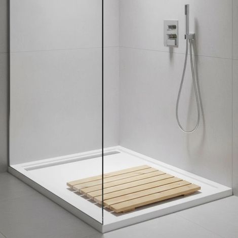 SUNWOOD Pedana Doccia Antiscivolo 70x70 cm, in Legno Massello di Pino - Finitura Rovere Chiaro (1/4)
