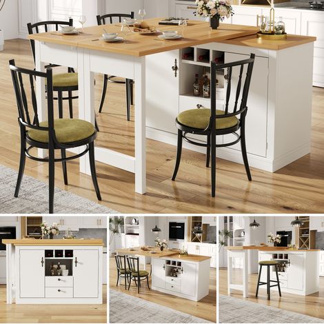 Table bar réglable noire moderne, extensible 120-180 cm, rotative 360° avec espace de rangement, pour salon, cuisine, bureau