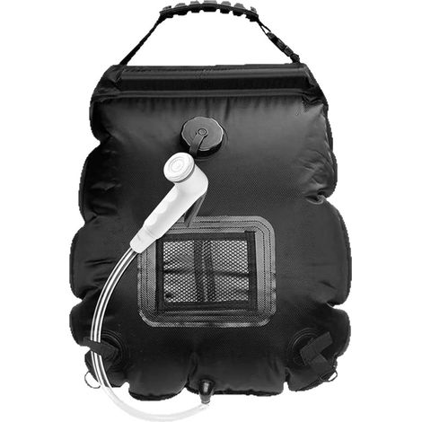 Sac de douche solaire de 5 gallons/20 litres, avec robinet télescopique léger, tuyau détachable, utilisation à une main, convient au camping en plein air, à la douche après la baignade à la plage, à l (1/5)