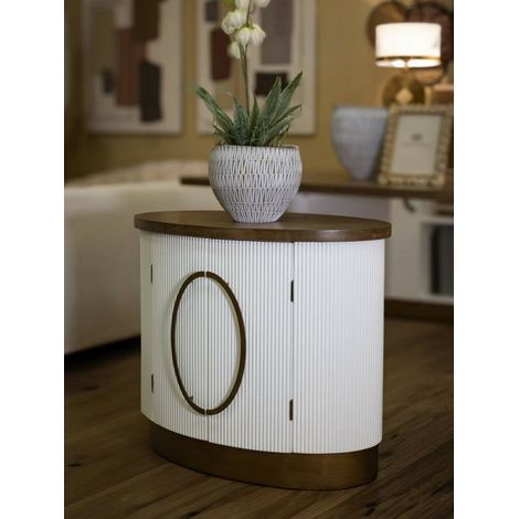 Dmora - Aparador Bitetto, Bufé de salón, Aparador de salón, Despensa de cocina, 79x48 h67 cm, Blanco y Marrón (1/5)