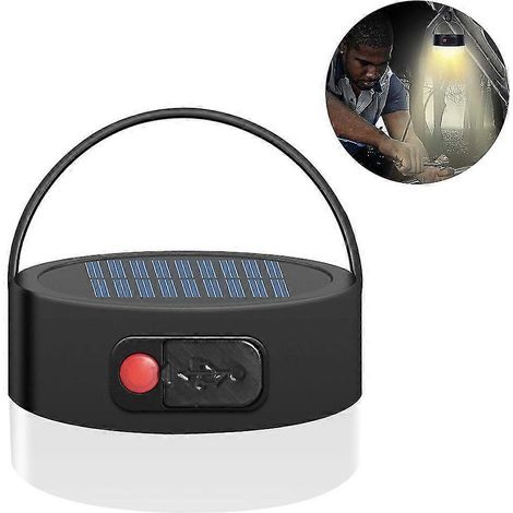 Lampes de camping, lampe torche solaire rechargeable multifonctionnelle portable LED étanche, lanterne ronde pour tente, idéale pour la randonnée, la pêche et les voyages en plein air. (1/5)