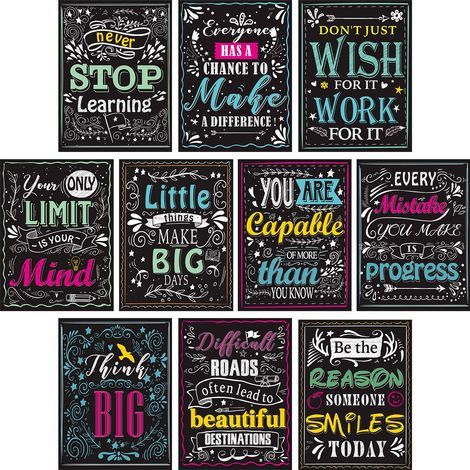 10-teiliges motivierendes Klassenzimmer-Wandposter, inspirierende Zitate, Poster für Schüler – Lehrer, pädagogische Klassenzimmer-Dekorationen, 30,5 x 40,6 cm mit selbstklebenden Punkten (1/5)