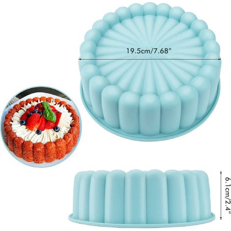 Moule à pâtisserie en silicone en forme de tournesol de 18 cm, réutilisable, rond, pour gâteaux, pains, tartes, flans et tartelettes. (1/5)
