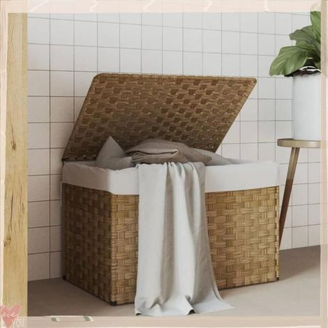 372049 Panier à linge avec couvercle 55,5x35x34 cm résine tressée (1/5)