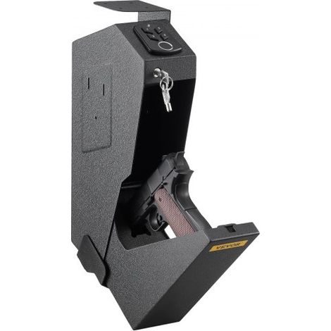 Tresor Feuerfest mit Schlüssel 7.3 x 19 x 35.5 cm, Tresor mit Zahlenschloss 3,3 kg,  Pistolentresor Feuerfest Wasserdicht mit Fingerabdruck, Möbeltresor Elektronikschloss mit Stahlkonstruktion (1/5)