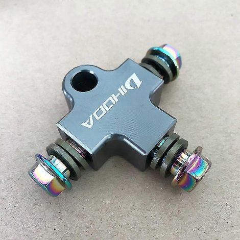 Raccord en T pour tuyau de frein hydraulique de moto, compatible avec les systèmes de freinage des motos tout-terrain et quads (adaptateur 3 voies en titane) (1/5)