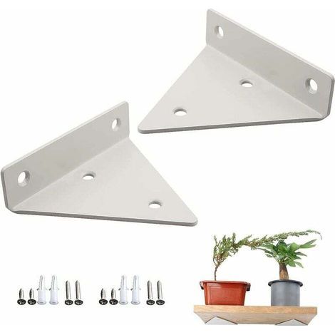 2 Pièces Supports D'étagère Flottant, SL.GT Equerre Etagere Murale, Equerre Metal de étagère Robuste, Fixation pour Etagere Murale en Acier,blanch (1/4)