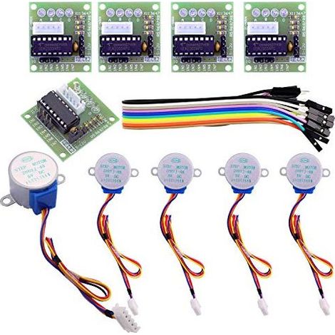 5pcs Moteurs Pas à Pas 5V 28BYJ-48 Stepper Motor + 5pcs Driver Board Carte Pilot ULN2003 + Câble Dupont Mâle vers Femelle (1/5)