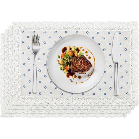 Sets de Table Dentelle Rectangulaire Lavable et Antidérapant, Lot de 4 Résistantes à la Chaleur Dessous de Table (1/5)