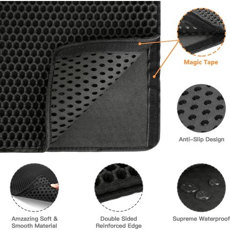 Grand Tapis Litière Chat De Toilette Bac À Litiere 60 X 45 cm Conception En Nid d'Abeille Double Couche - Antidérapant Imperméable (1/5)