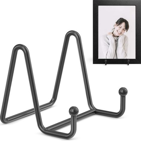 Lot de 2 Supports pour assiettes, présentoir métal noir, cadre photo, livre, décoration cuisine salon (1/5)