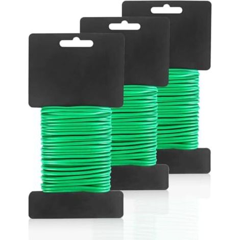 Pack of 2 rubberized plant wires - 3.5 mm x 20 m - Green - Flexible rubberized garden wire - Thick binding wire - For climbing plants - Plant support in the garden (1/5)