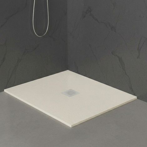 Piatto doccia 90x90 in marmoresina effetto pietra beige riducibile Ten (1/5)