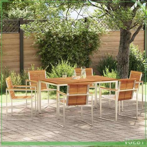 Ensemble de repas de jardin - Modèle 7291712451140 - Acacia massif - Cadre acier anti-rouille - 6 places (1/5)
