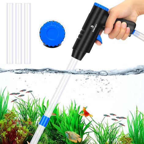 Aspirateur pour Aquarium, 4 en 1 Aspirateur d'aquarium Puissant Ensemble de Nettoyage d'aquarium Réglable, Nettoyeur de Fond Démontable Anti-obstruction pour Changement d'eau, Nettoyage du (1/5)