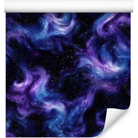 Papel pintado azul marino y galaxia en acuarela, detalles finos, 50x1000 cm (1/5)