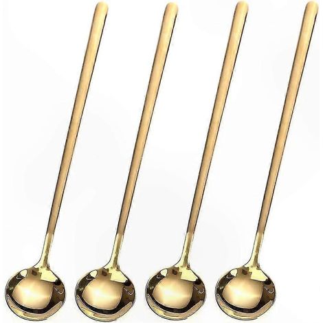Langstielige Rührlöffel, 4er-Set, 17 cm, vergoldet, für Tee, Kaffee und Kaltgetränke, ideal für Eistee und andere Zwecke (1/5)