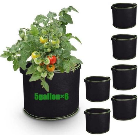 Sacs de plantation - Non tissé - 19 litres - Lot de 6 - Respirants - Réutilisables Étiquette (1/4)