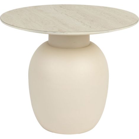 Table d'appoint ronde effet travertin ø50cm - Beige - Karula (1/5)