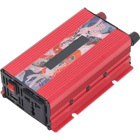 3000-W-Wechselrichter mit modifizierter Sinuswelle (12 V auf 220 V), 2,0-A-USB-Anschluss, LCD-Bildschirm und rotem Lüfter (1/5)