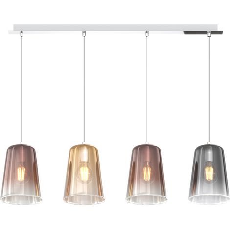 Sospensione Contemporanea Rett. Shaded Metallo Cromo Vetro Multicolor 4 Luci E27 (1/3)